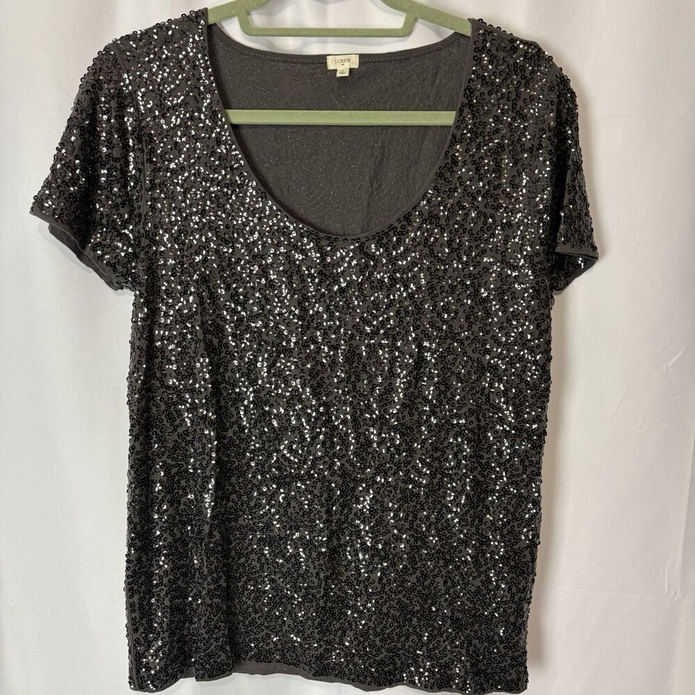 J. Crew Factory Shimmering Black Sequin Tee